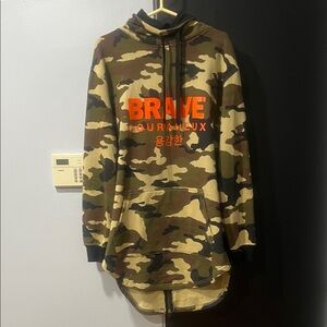 Camouflage Hoodie with Orange Accents